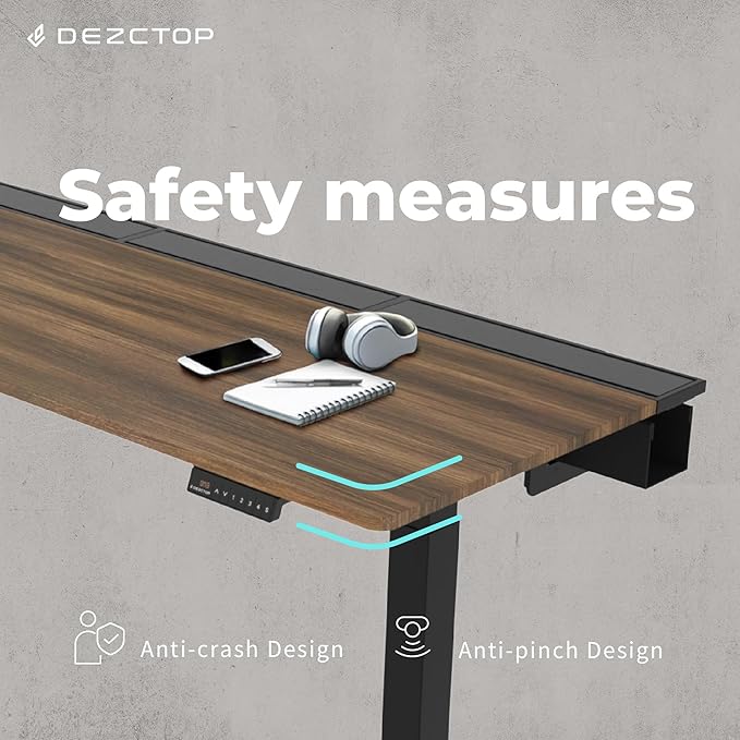 Dezctop Bifrost Pro Ergonomic Height Adjustable Desk 47 x 28 Inches with Built in Cable Management for Gaming Home and Office Walnut