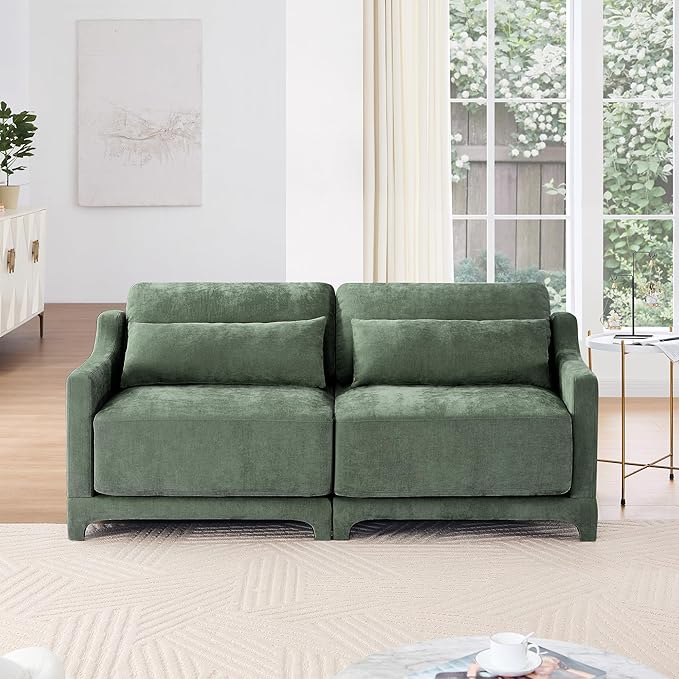 Livavege 73.2 Loveseat Sectional Sofa Modern 2 Seater Love Seat Couches for Living Room Upholstered Deep Seat Couch with Thick Cushions &amp Solid Wood Frame for Small Space Bedroom ApartmentGr