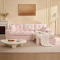 Modular Sectional Sofa 102” L-Shaped Corduroy Couch with Ottoman Deep Seat Comfy Sectional for Living Room Set of Soft Upholstered Cloud Couch for Apartment Pink