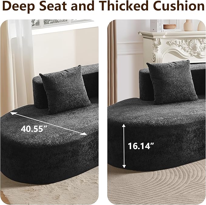 109 Modern Curved Sofa Raindrop Velvet Fabric 5 Seater Curved Shaped Sectional Couch for Living Room Bedroom Office No Assembly