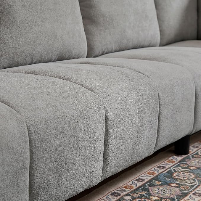 Convertible Sectional Sofa Couch 102 L Shaped Couch with Back Cushions Modern Upholstered Fabric 6-Seat Reversible Sofa Set for Living Room Apartment Office Light Grey