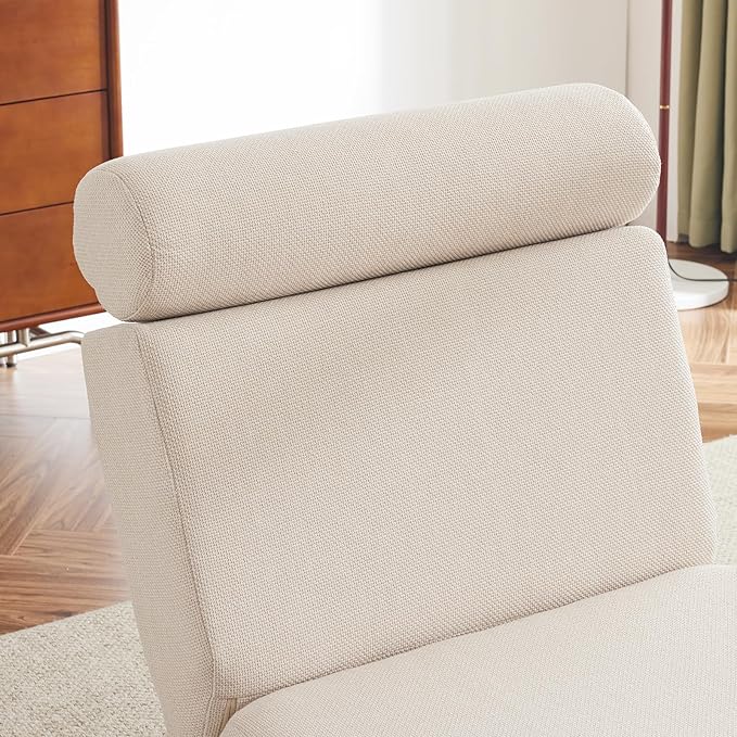 Single Sofa Chair Foldable Single Sofa Bed with PillowPortable Foldable Sofa BedLeisure Sofa ChairEasy to StoreMade of Breathable and Wearable Linen Cream White