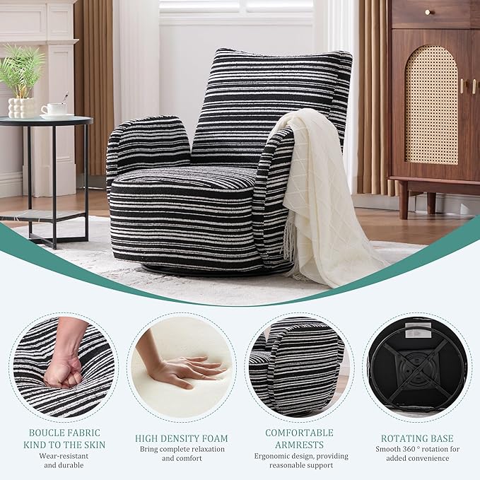 ERYE 360° Swivel Chair Modern Leisure Swivel Armchair for Living Room Bedroom