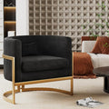 Alunaune Upholstered Velvet Accent Chair Barrel Chair Modern Armchair Living Room Lounge Chairs Sofa Tub Bucket Club Chairs for Bedroom-Black