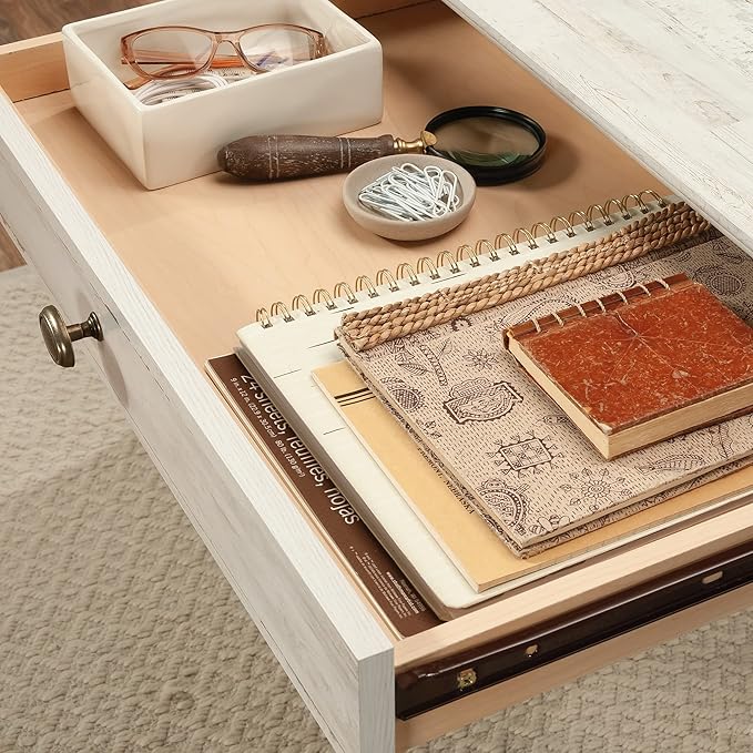 Sauder Barrister Lane Executive Desk White Plank Finish