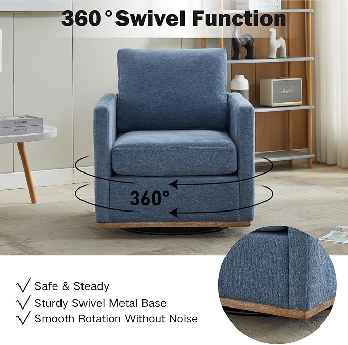 Chifee &amp Vingol 30.7 W Mid Century Modern Swivel Accent Chair for Living RoomBlue