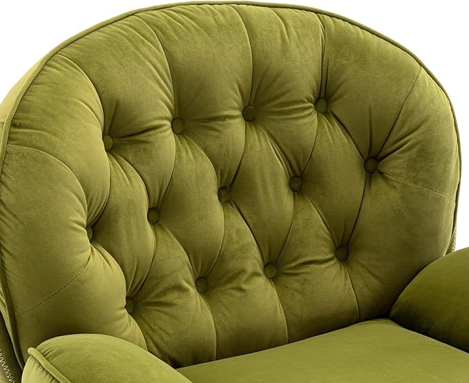 JINS&ampVICO Swivel Accent Chair Armchair with OttomanVelvet Lounge ChairComfy Living Room ChairLazy Sofa for BedroomApartmentReading RoomGreen