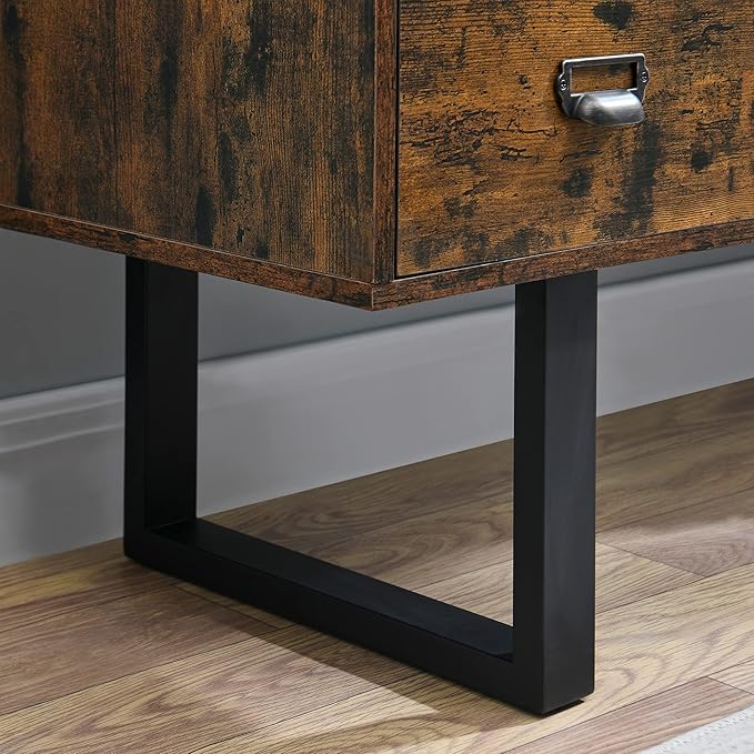 Computer Desk with 4 Drawers for Files Organization Large Home Office Desk with Storage Shelves Industrial PC Desk and Study Writing Table Workstation for Home Office Study Room Dedroom