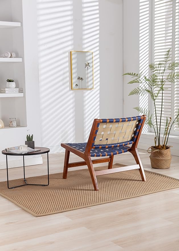 Solid Wood Frame Chair with White Faux Wool. Modern Accent Chair Lounge Chair for Living Room