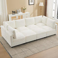 116'' Modular Sectional Cloud Sofa Bed 8-Seater Convertible Sofa Couch with Ottoman Modern Deep Seat Sleeper Sofa for Living Room Chenille Beige