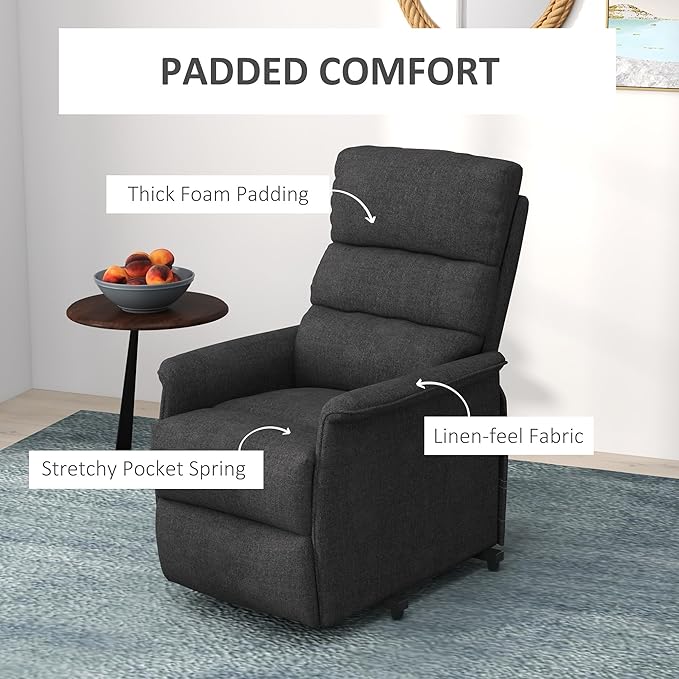 HOMCOM Power Lift Recliner Chair for Elderly Easy Assembly Fabric Lift Chair for Adults Recliner Sofa with Remote Control Side Pockets for Living Room Black