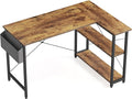 Cubiker L Shaped Desk 55 Computer Desk with Reversible Storage Shelves Home Office Corner Desk Study Writing Gaming Table Deep Brown