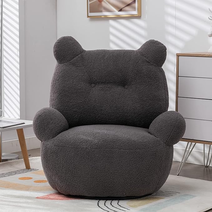 wivel Accent Chair Teddy Short Plush Particle Velvet Armchair360 Degree Swivel Barrel Chair for Living Room Hotel Bedroom Office Lounge