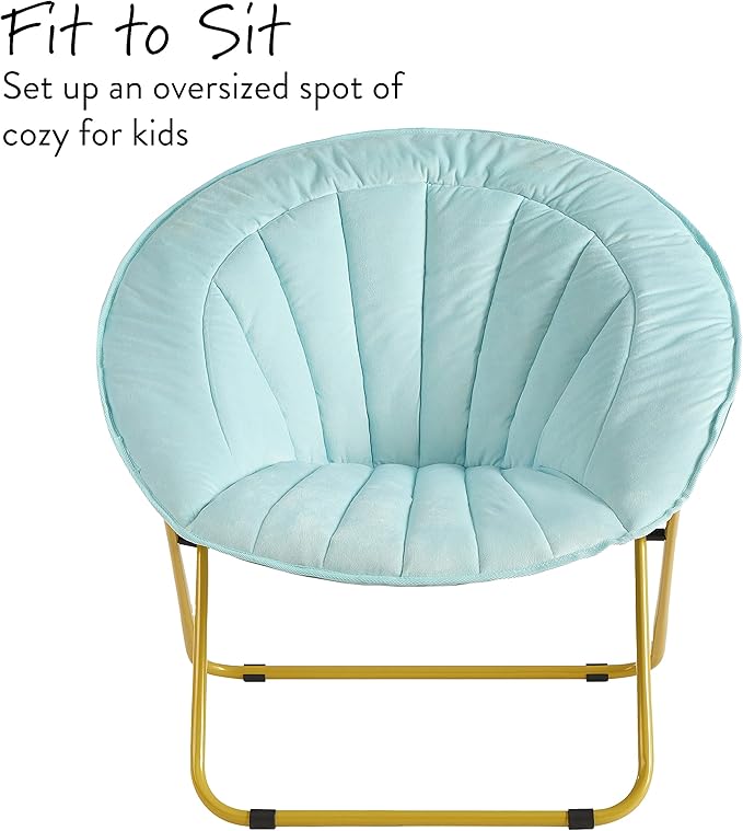 Urban Lifestyle Velvet Channel Stitch Saucer Chair Blue