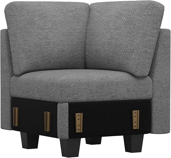Belffin Chenille Corner Seat for Modular Couch. Sectional Sofa Module. Light Grey.