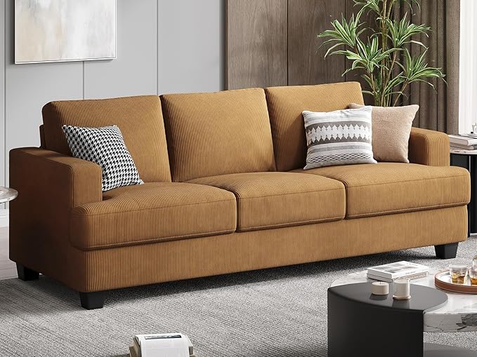 Fadware Sofa Couch 3 Seater Sofa with Suppleness Armrests Fabric Deep Seat Sofa with Upholstered Cushion&amp Backrests Modern Comfy Couch for Living Room Apartment