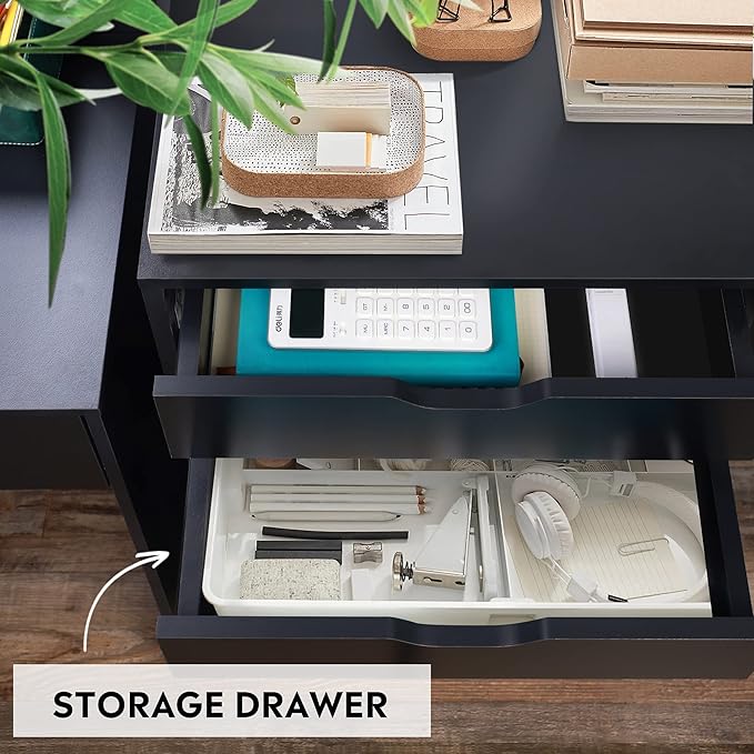 MIN WIN 5 Drawer File Cabinet Wood Under Desk Filing Cabinet Mobile Printer Stand Rolling Storage Organizer with Lockable Casters for for Home Office Small Spaces Rustic