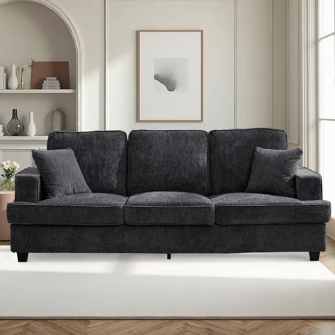 89 Sofa Couch for Living Room Modern Loveseat Sofa with Extra Comfy Deep Seat Mid Century Comfortable 3 Seater Couch for Home Bedroom Office Apartment Lounge Grey