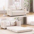 Ball &amp Cast 3-in-1 Folding Floor Sofa BedMulti-Functional 2 Seater Pull Out Couch with Side Pockets and Cup HoldersMordern Foldable Tufted Loveseat for Living Room Office ApartmentBeige