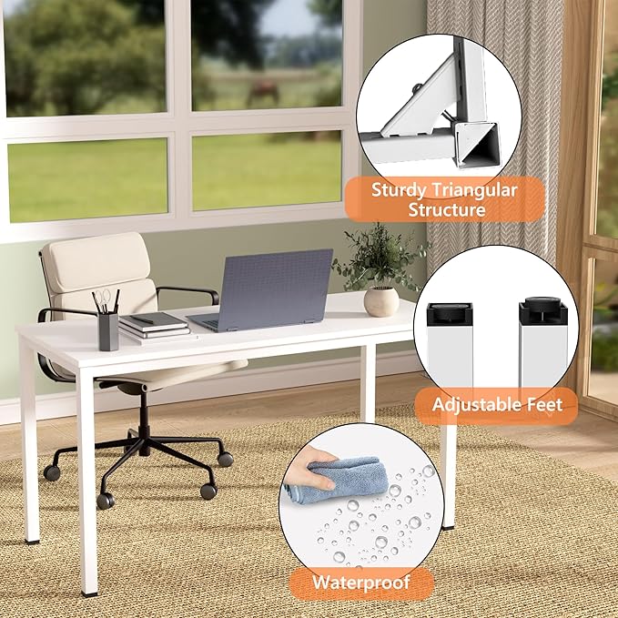 Computer Desk for Small SpaceModern Simple Laptop DeskComputer Table Study Writing Desk for Home OfficeDining RoomLiving Room (White 55 * 23.5in)