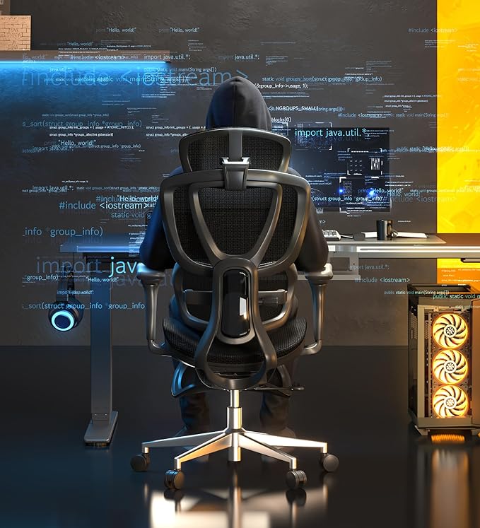 FLEXISPOT Sentinel Ergonomic Office Chair with Dual-Wing Adaptive Lumbar 3D Armrests 3-Position Recline up to 120° Height-Adjustable Backrest Premium Mesh Computer Desk Chair for Home &amp Office