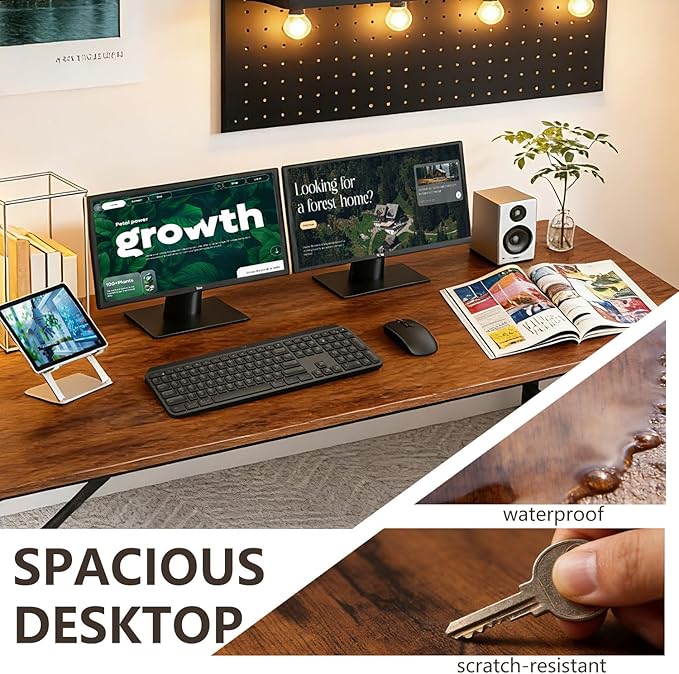BestOffice Computer DeskHome Office Desk Modern Simple Style for Home Office Study Writing (Brown 55 Inch)