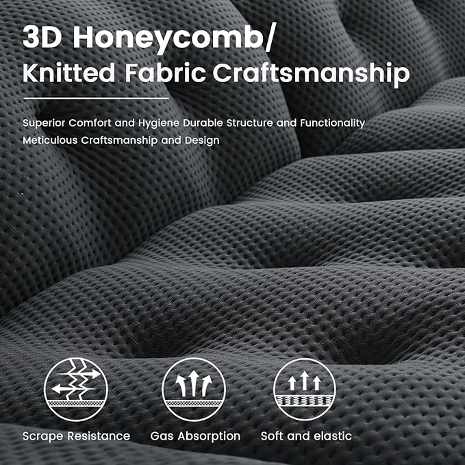 102.4inch Modular Sectional CouchOversized Loveseat Sofa 3D Mesh Fabric Comfy Cloud Sofa Couches Curved Couch for Living Room Office ApartmentNo Assembly Required (Black 102.4)