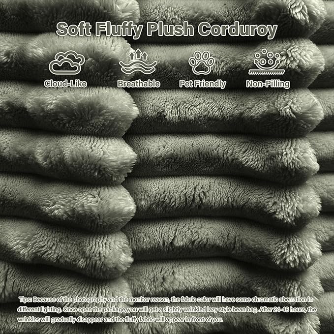 Modular Sectional Sofa Cloud Couch 108'' Comfy U Shaped Sectional Couches for Living Room Deep Seat Cozy Fluffy Corduroy Boneless Couch Sectionals Sofa with Movable Ottomanm Olive Green