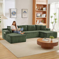 134 Oversized U Shaped Cloud Couch Boneless Modular Sectional Sofa for Living Room 5 Seat Couch with Storage Pockets &amp Cup Holders Free Combination No Assembly Required Green