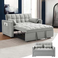 55'' 3-in-1 Sleeper Loveseat 2-Seater Pull Out Couch Velvet Futon Sofa Adjustable Backrest Reclining Sofa Bed with Pillows Pockets Perfect for Small Spaces Living Room Furniture Grey