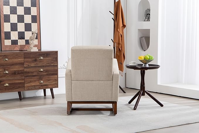 Mid Century Modern Accent Chair with Wood e Upholstered Living Room Chairs with Waist Cushion Reading Armchair for Bedroom Sunroom