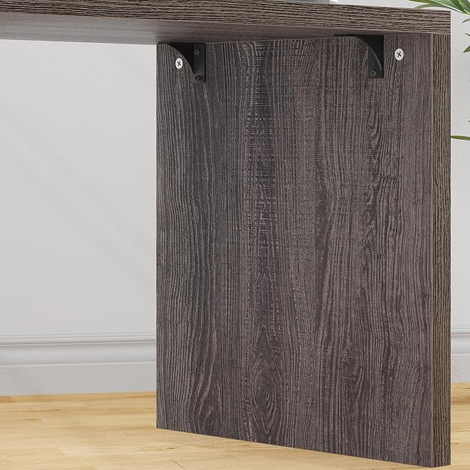 HSH L Shaped Computer Desk with Drawers L Shaped Desk with Storage Cabinet Shelves Large Reversible Corner Executive Home Office Desk Industrial Wood Work Writing Study Table WorkstationGray 60 In
