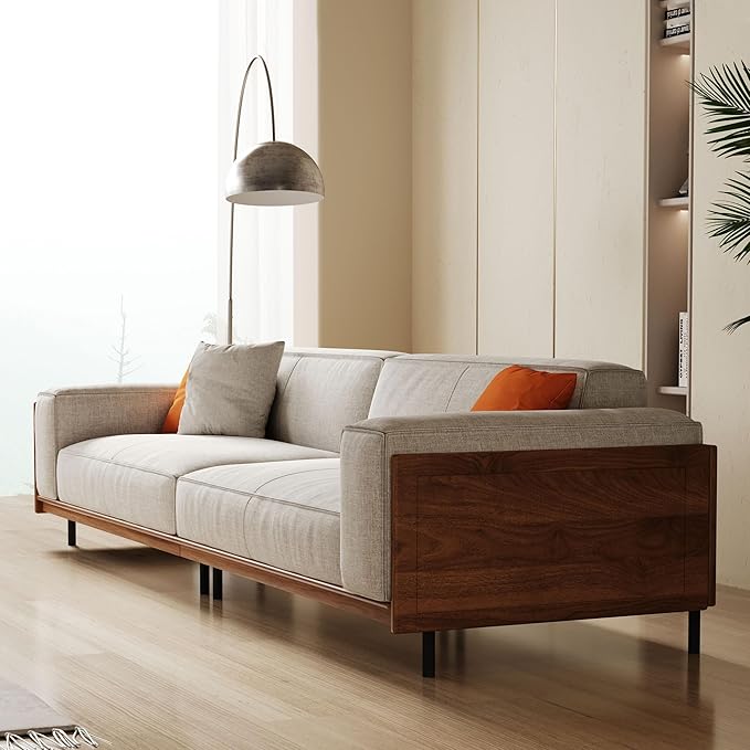 Modern 4-Seater Sofa for Living Room - Comfortable Timecloud Couch with Wood Frame and Metal Legs Easy Assembly Ideal for Office Apartment or Living Room 111.81 Grey