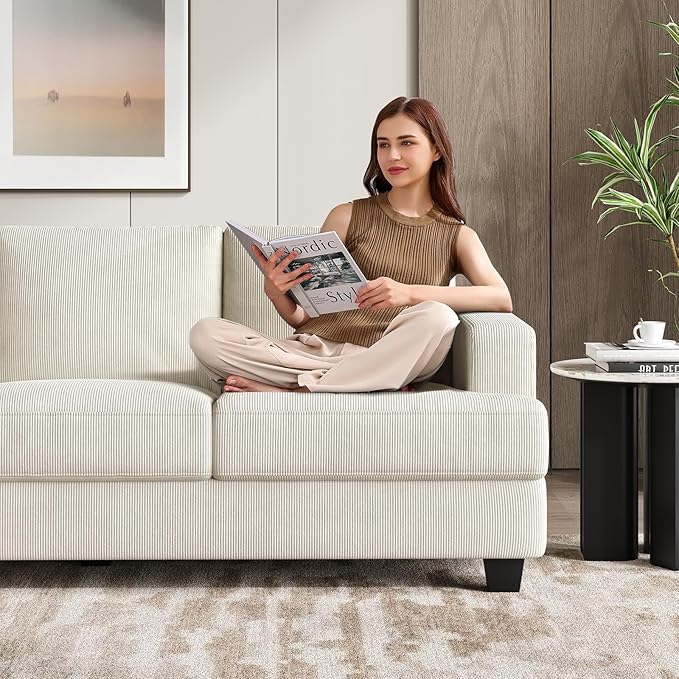 Fadware Sofa Couch 3 Seater Sofa with Suppleness Armrests Fabric Deep Seat Sofa with Upholstered Cushion&amp Backrests Modern Comfy Couch for Living Room Apartment