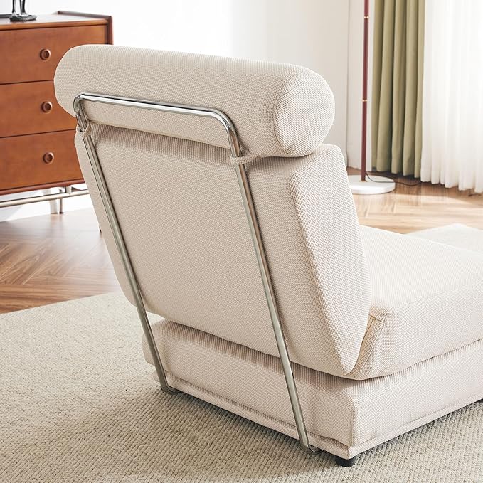 Convertible Chair Bed Sleeper&amp Floor Futon Sofa Bed Chair Fold Out Sleeper Chair Bed with Pillow Single Sofa Chair for Bedroom Living Room Small Space (Cream White)