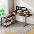 Standing Desk with File Cabinet 63x24'' L Shaped Electric Stand Up Desk with Adjustable Monitor Shelf Adjustable Height 28-46'' for Home and Computer Workstation Rustic Brown