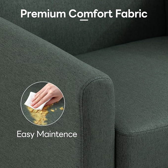 Accent Chair Mid Century Modern Living Room Chairs Comfy Reading Chair with Upholstered Cushion Relax Armchair for Bedroom ApartmentOffice Green