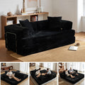 HOOOWOOO Convertible Folding Futon Sofa Bed4 in 1 Corduroy Sleeper Couch No Assembly80.5 Boneless Loveseat Lounge with Steel Frame Support for Living Room Bedroom Guest Room(Black)