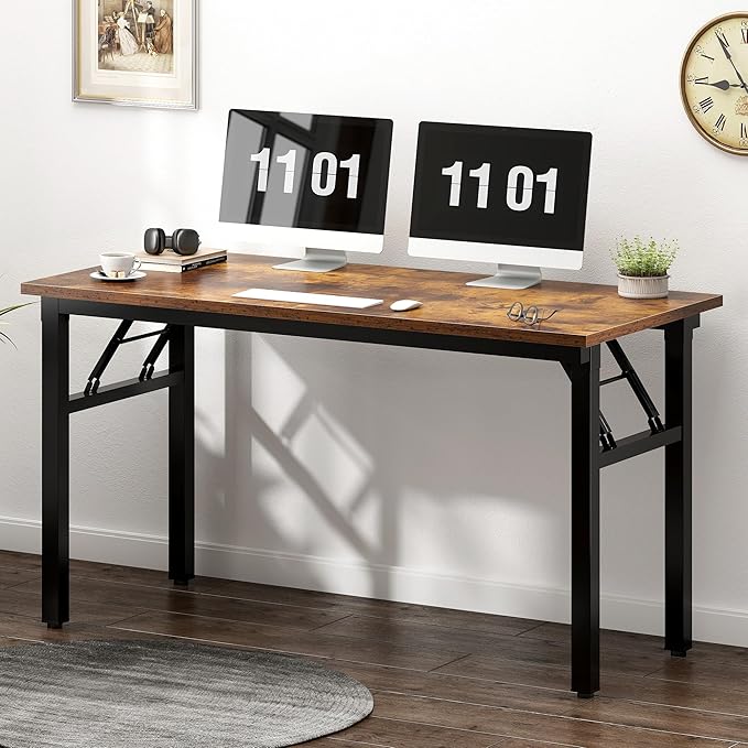 Need 47 inches Computer Desk Office Desk Folding Table with BIFMA Certification Computer Table Workstation Rustic Brown AC5FB-120