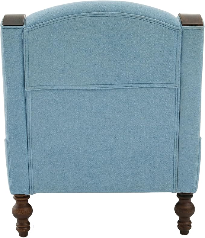 Upholstered Oversized Chaise Lounge Chair Solid Wood Frame Comfy Arm Chair with Thick Double-Layer Cushion Curved Armrests Modern Overstuffed Sleeper Recliner for Bedroom Living Room (Light Blue)