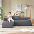 KEIKI 96 L-Shaped Corduroy Modular Sectional Sofa with Left Chaise Lounge &amp High Back &amp High Resilience Cushion Modern Oversized Convertible 3-Seater Couch Easy Assembly for Living Room D