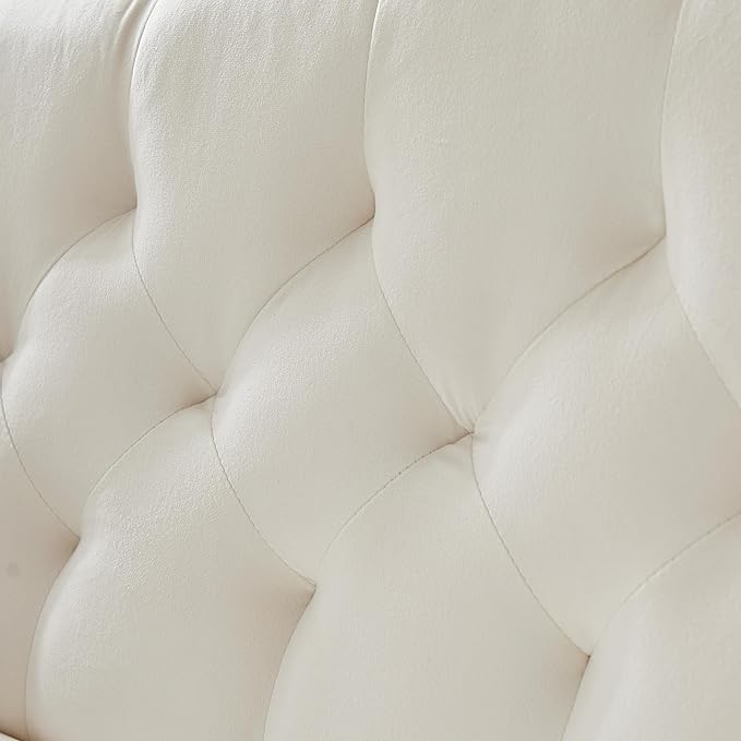 55-Inch Modern Velvet Loveseat Sofa with Gold Metal Legs &amp Side Pockets Tufted Backrest Perfect for Living Room Bedroom or Office (Modern Beige)