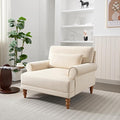 Christopher Knight Home Accent Chair Velvet Club Chair Upholstered Lounge Chair Large Size Armchair Roman Column Legs Cozy Reading Single Sofa Chair for Living Room Bedroom Home Study Beige