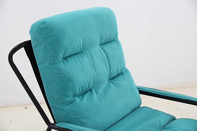 Lounge Recliner Chair Leisure Chair Studio Chairs Iron Arm Club Chair with Metal Legs Moveable Cushion for Living RoomTurquoise