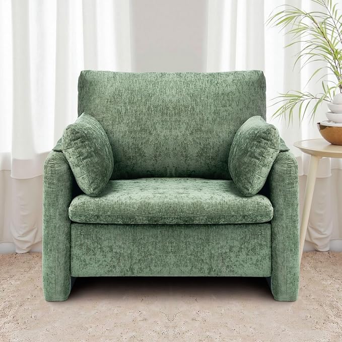 VEVOR Oversized Accent Chair Armchair with Padded Arms Comfy Single Sofa Chair Modern Reading Lounge Chairs for Living Room Bedroom Green