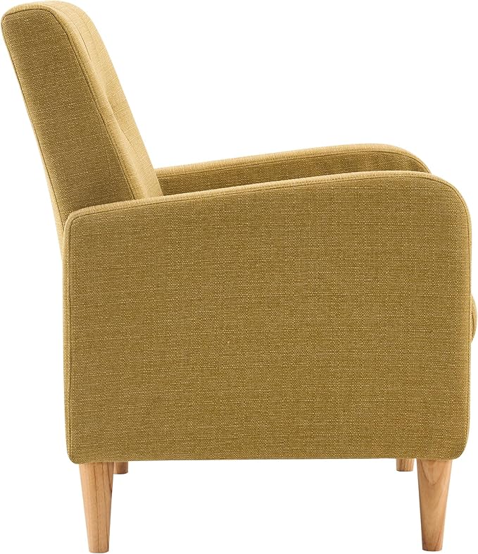 VKNOW Accent Chair Living Room Chair Upholstered Linen Armchair Sofa Chairs for Bedroom Living Room Mid Century Modern Comfy Reading ChairYellow Green