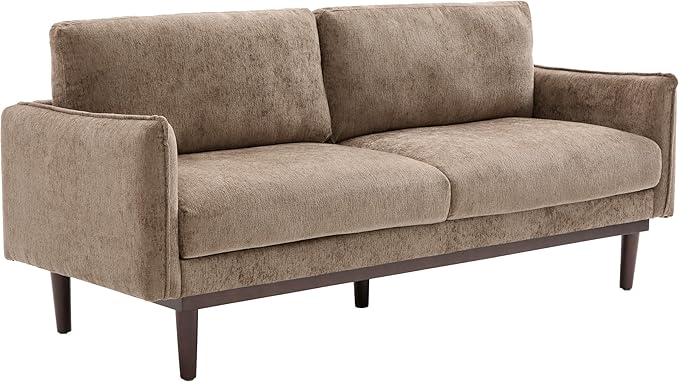 Christopher Knight Home Brena Modern Fabric Upholstered Loveseat Sofa Wooden 2 Seater Sofa Couch with Deep Seat Comfy Cloud Couch for Living Room Bedroom Home Office Brown