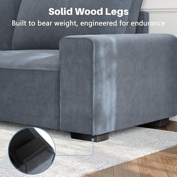 Vesgantti 85'' Chenille Couch for Living Room 3 Seater Comfy Sofa with Wide Armrest Thick Spring Cushions Modern Cloud Couch for Apartment Office Bedroom Small Space Chenille Light Grey