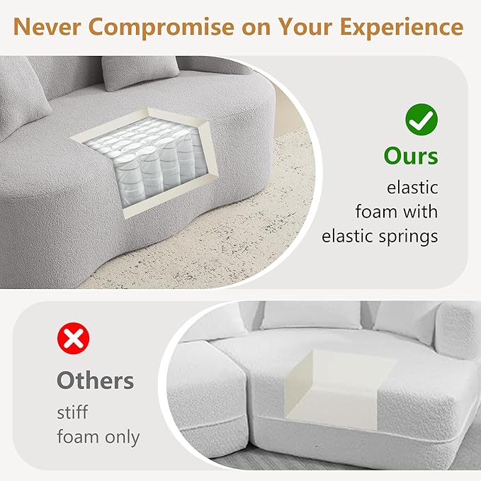73”Curved Loveseat Sofa for Living Room Deep Seat Love Seat Couch with 2 Throw Pillows Modern Loveseat Adopt Teddy Fabric Suitable Small Spaces The Cloud Loveseat No Assembly Needed