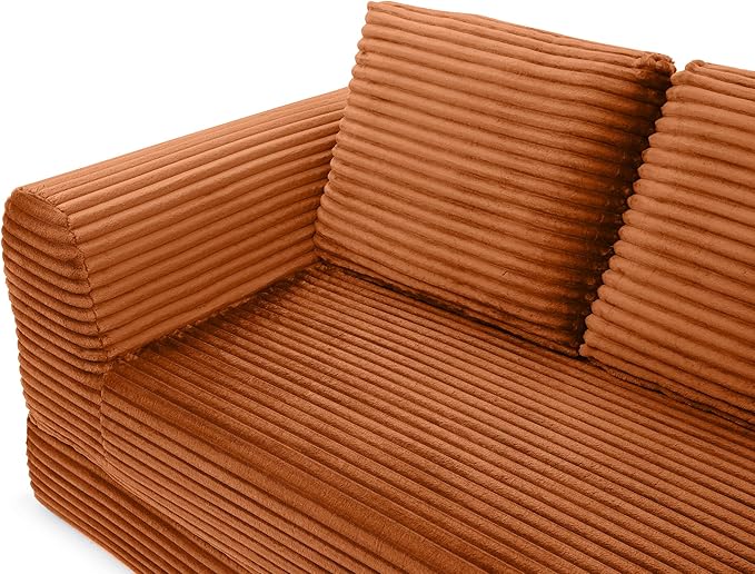 Foldable Boneless Love Seat Couches in a Box Modern Floor Foam Sleeper Sofa Bed 2-in-1 Convertible Cloud Sofa for Home Apartments Bedroom